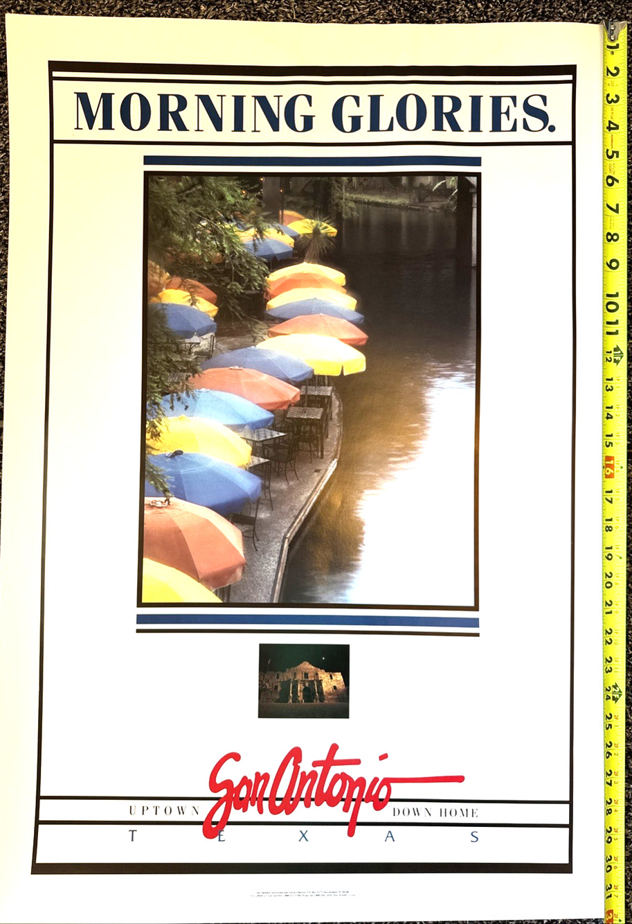 Vintage San Antonio Texas Poster River Walk Alamo Travel Texan Ads 1980s EUC